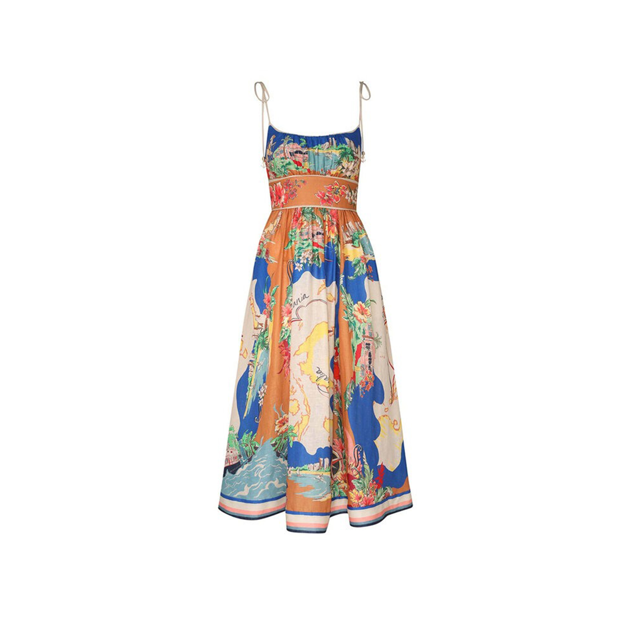 ZIMMERMANN NAUTICAL MAP ALIGHT PICNIC MIDI DRESS 